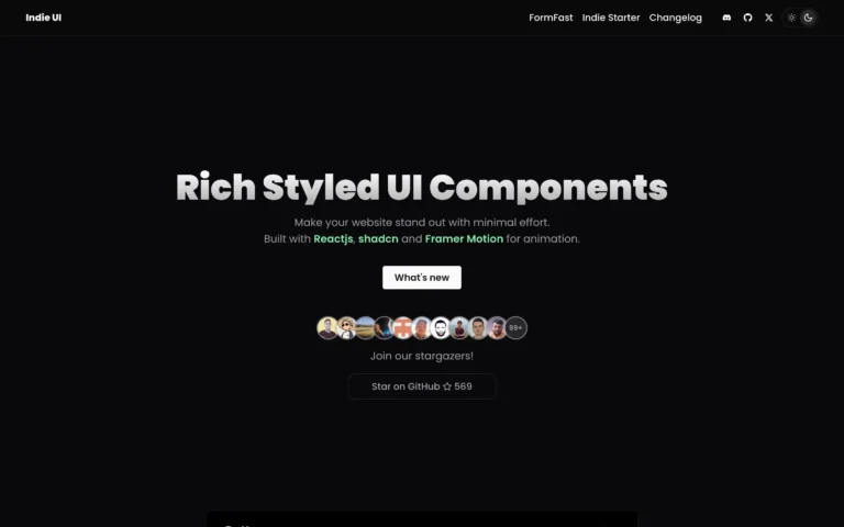 Indie UI – Rich Styled UI Components