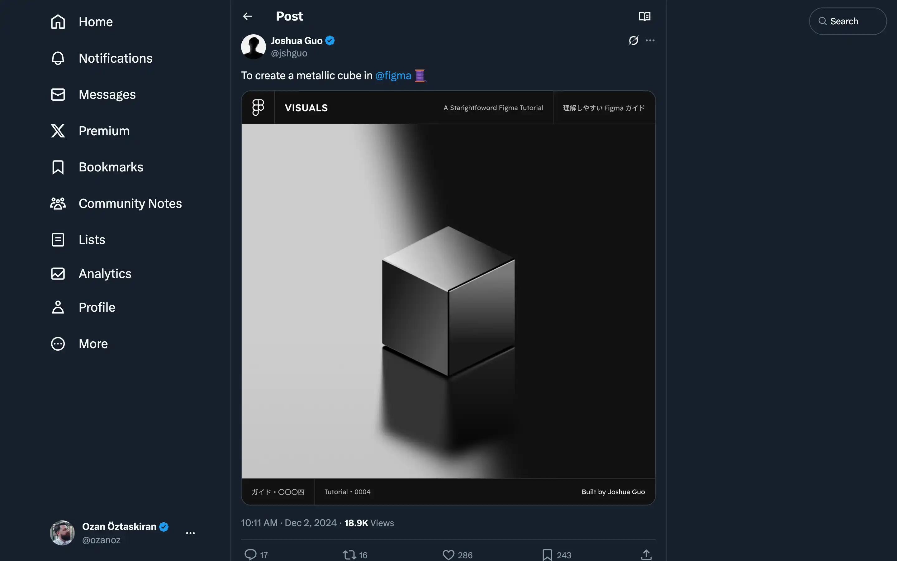 Metallic cube tutorial in Figma.