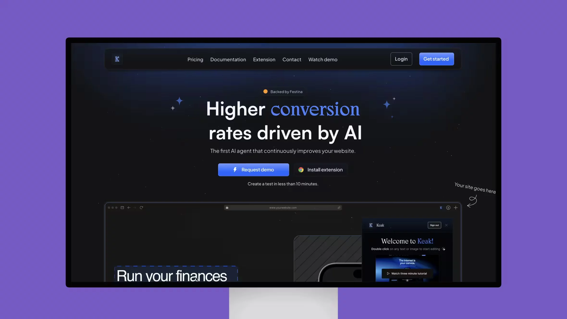 Website interface promoting AI-driven conversion optimization