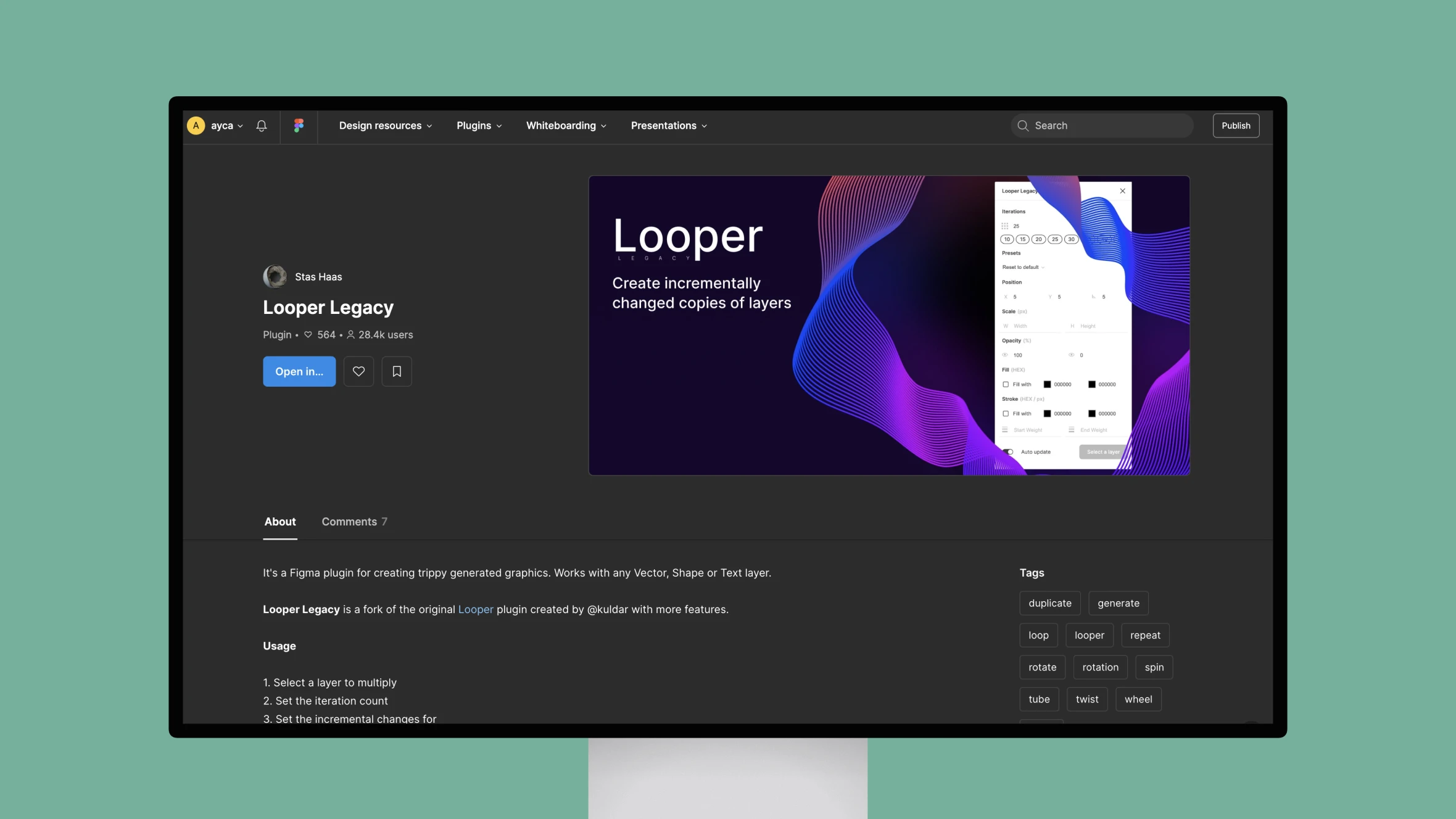 Screenshot of Looper Legacy plugin on design website