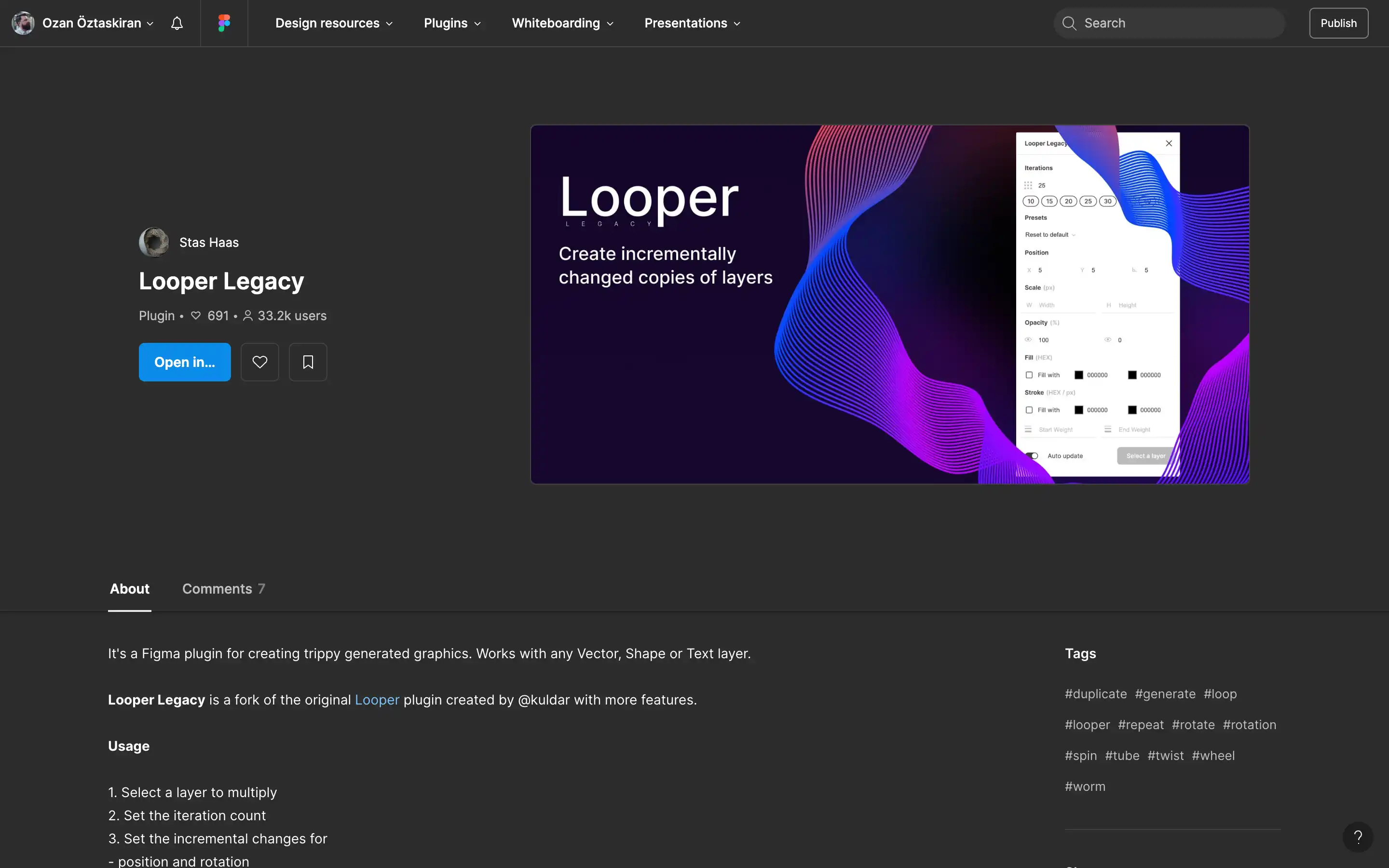 Looper plugin interface for Figma graphics creation.