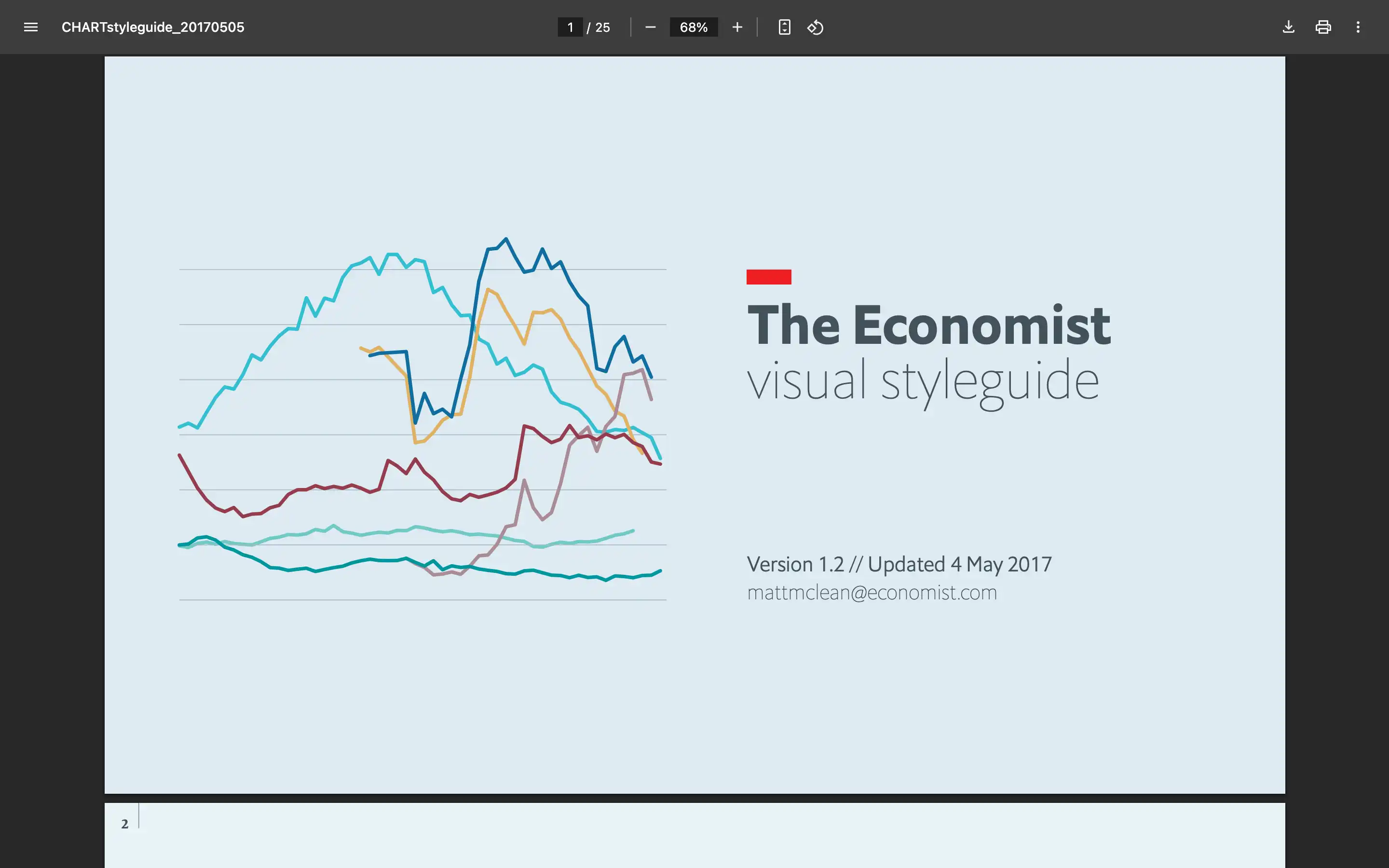 The Economist visual styleguide cover with graphs.