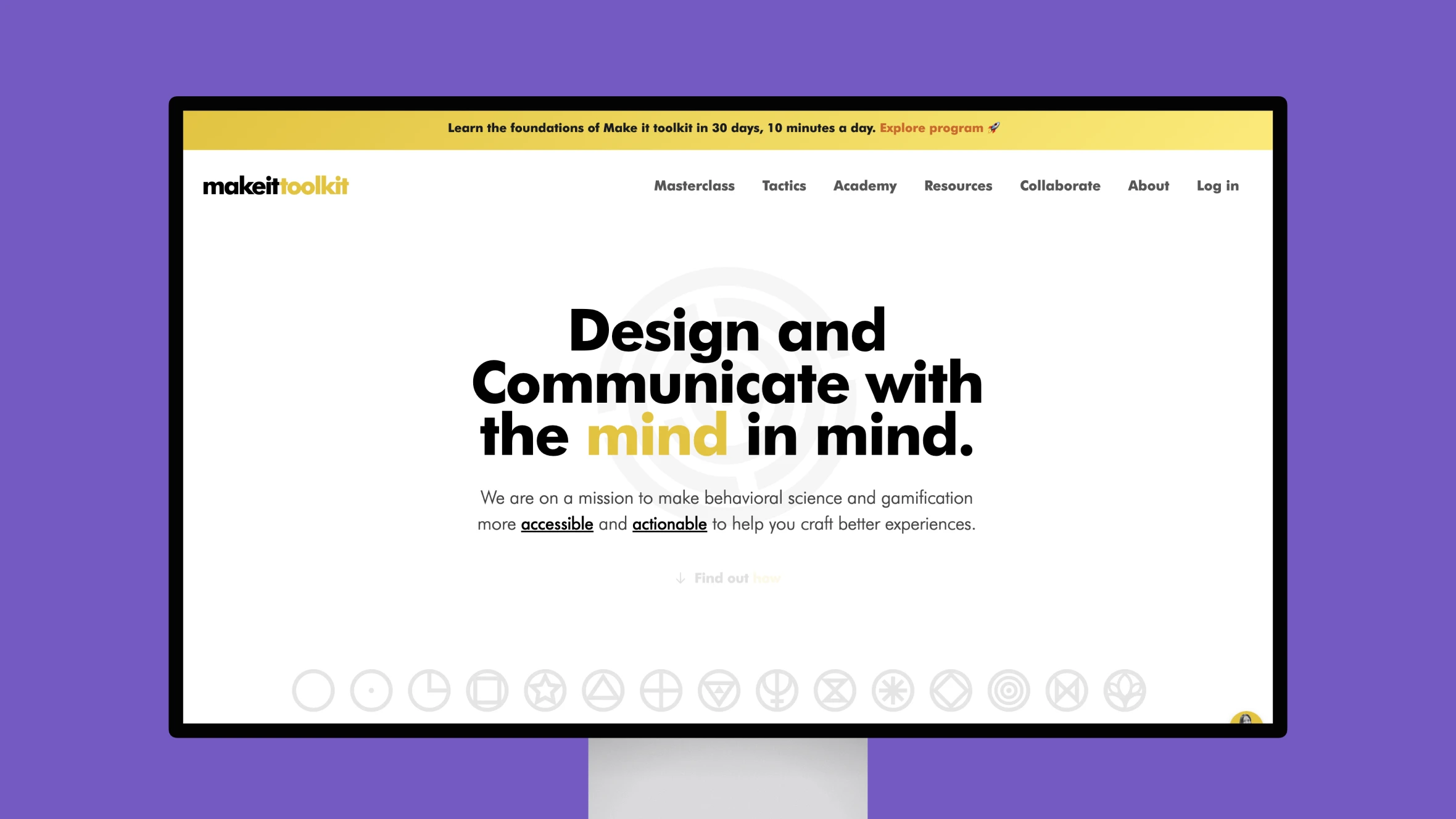 Website homepage with behavioral science design message