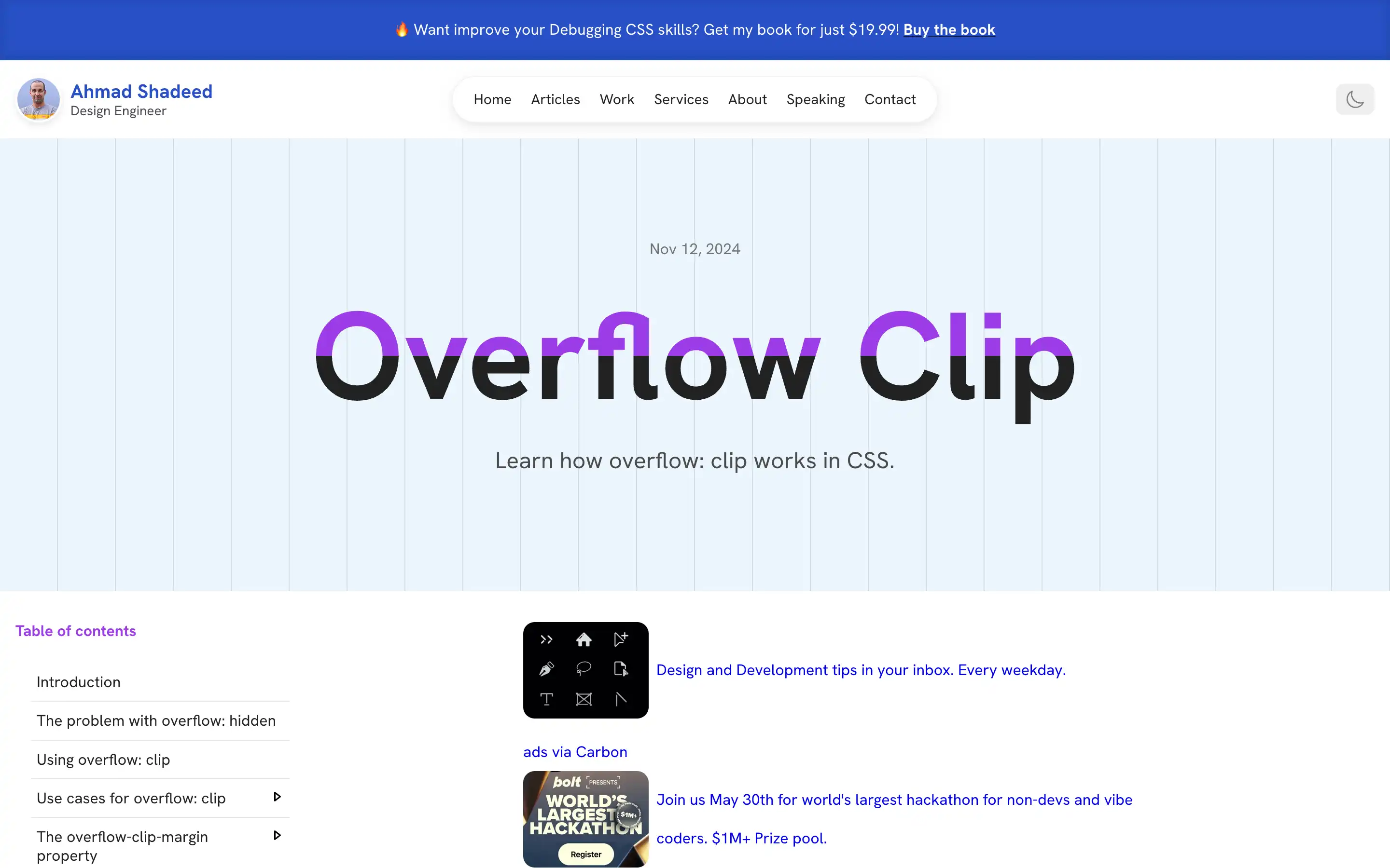 CSS overflow clip tutorial page