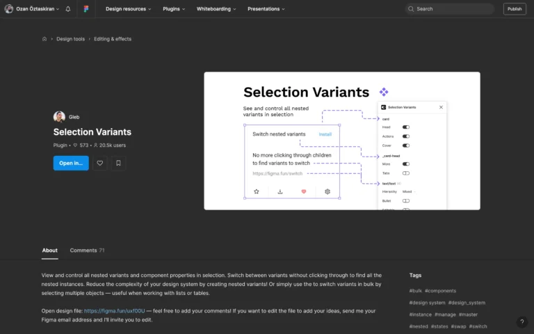 Selection Variants – View and control all nested variants in selection