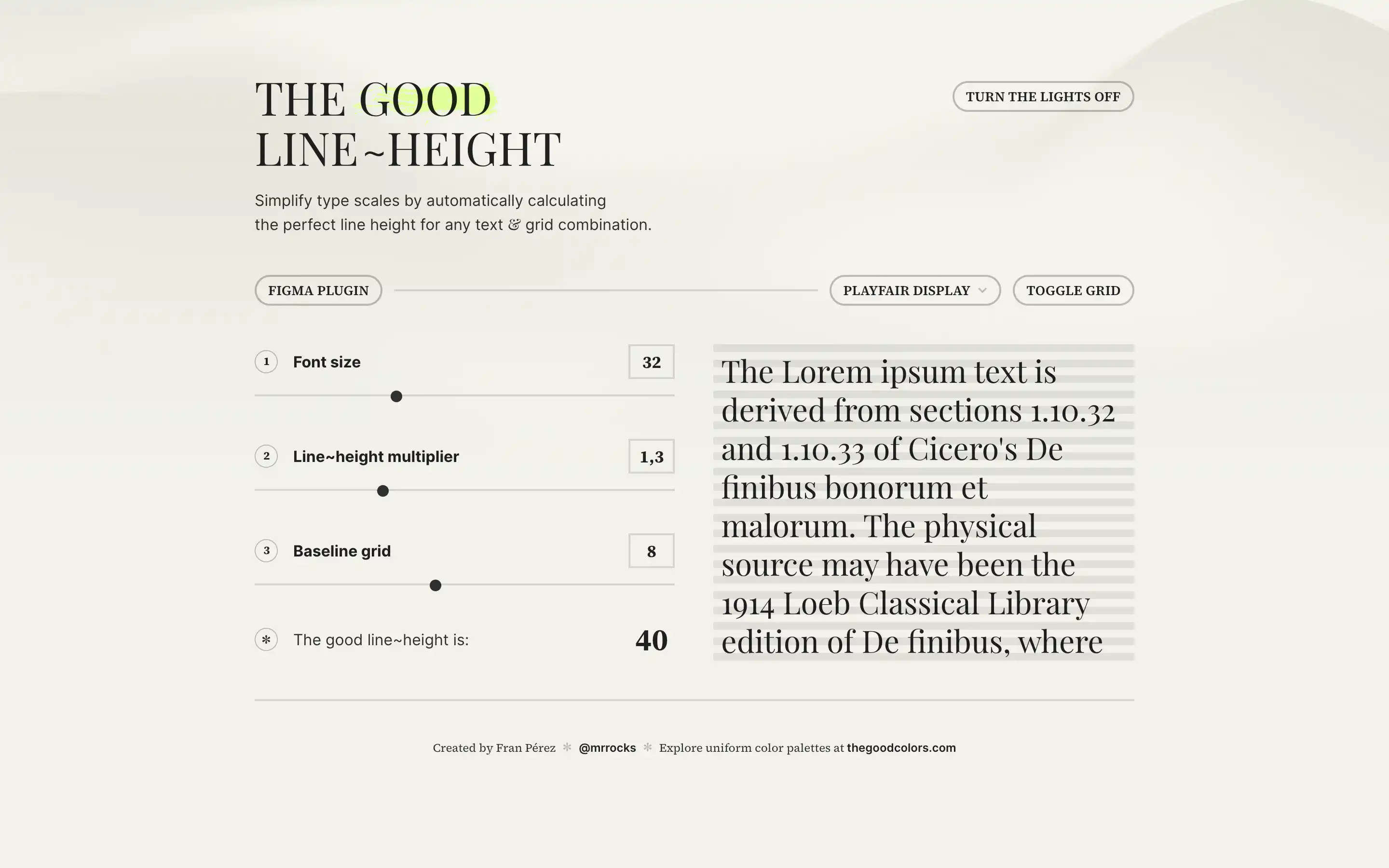 Font size and line-height adjustment tool interface.