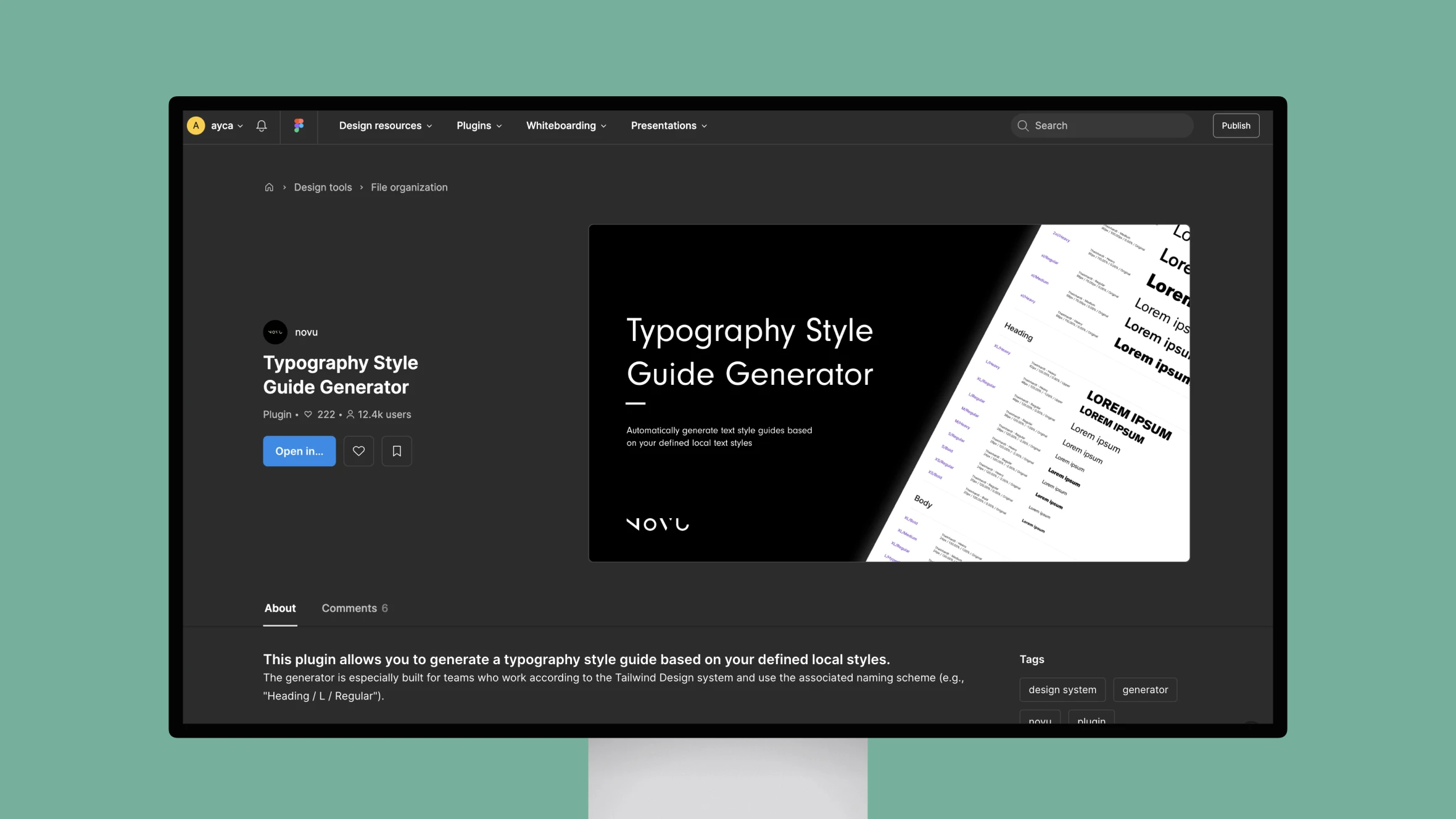 Screenshot of Typography Style Guide Generator interface