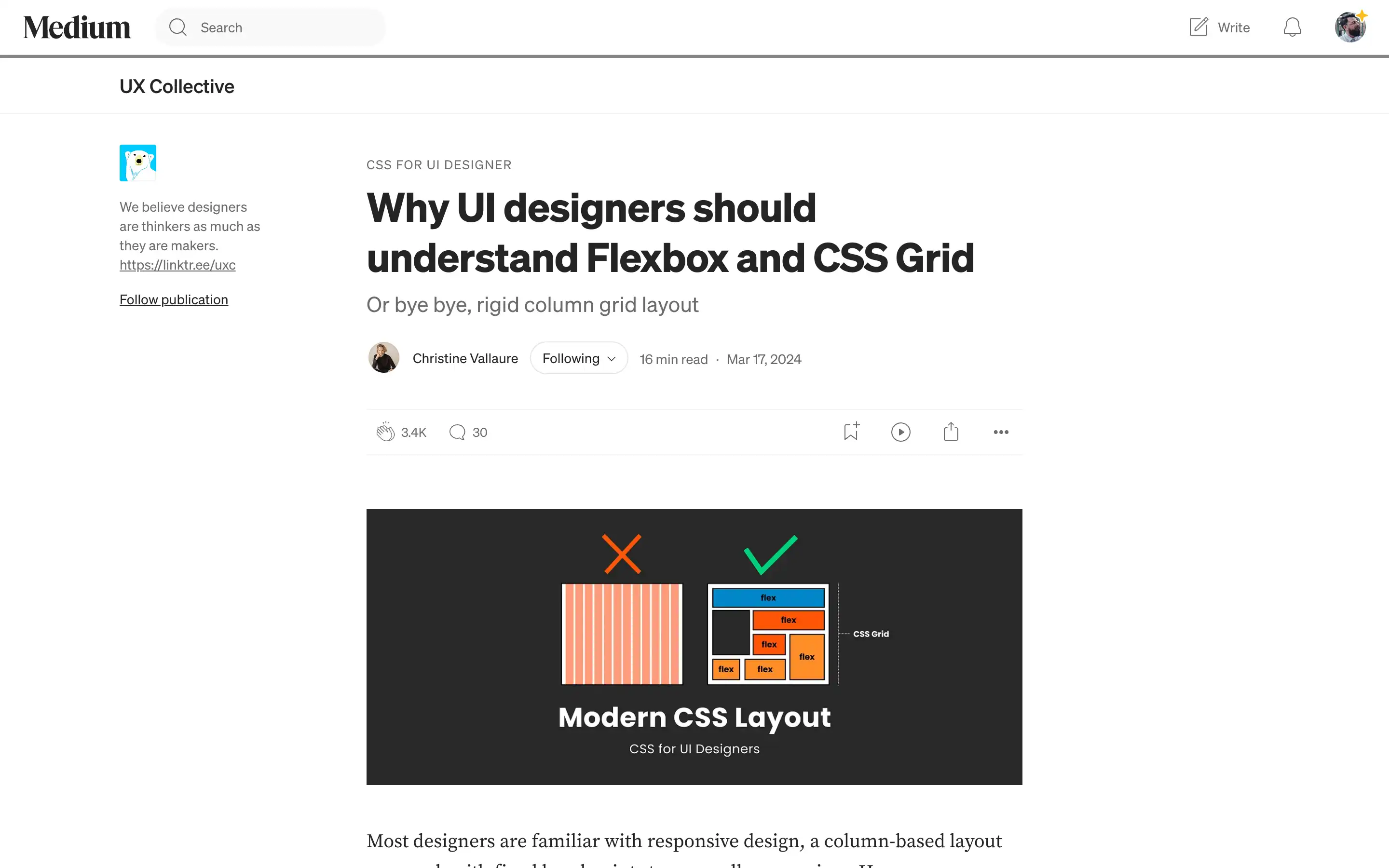 Article on Flexbox and CSS Grid for UI designers.