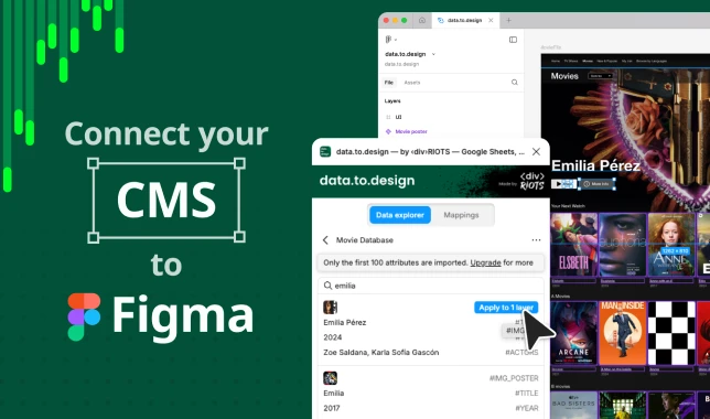 Figma interface linking CMS for web design enhancement.