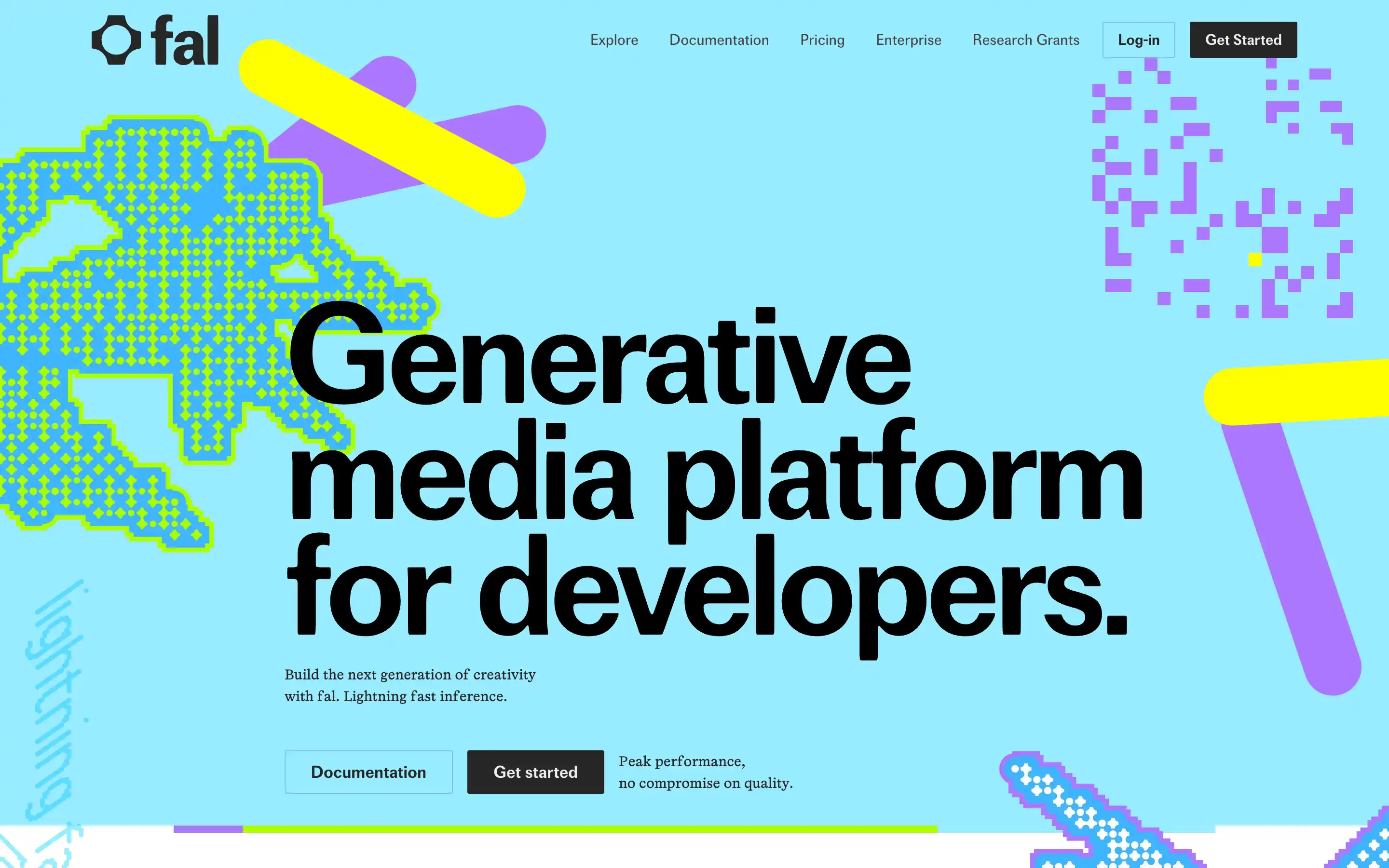 Generative media platform for developers homepage.