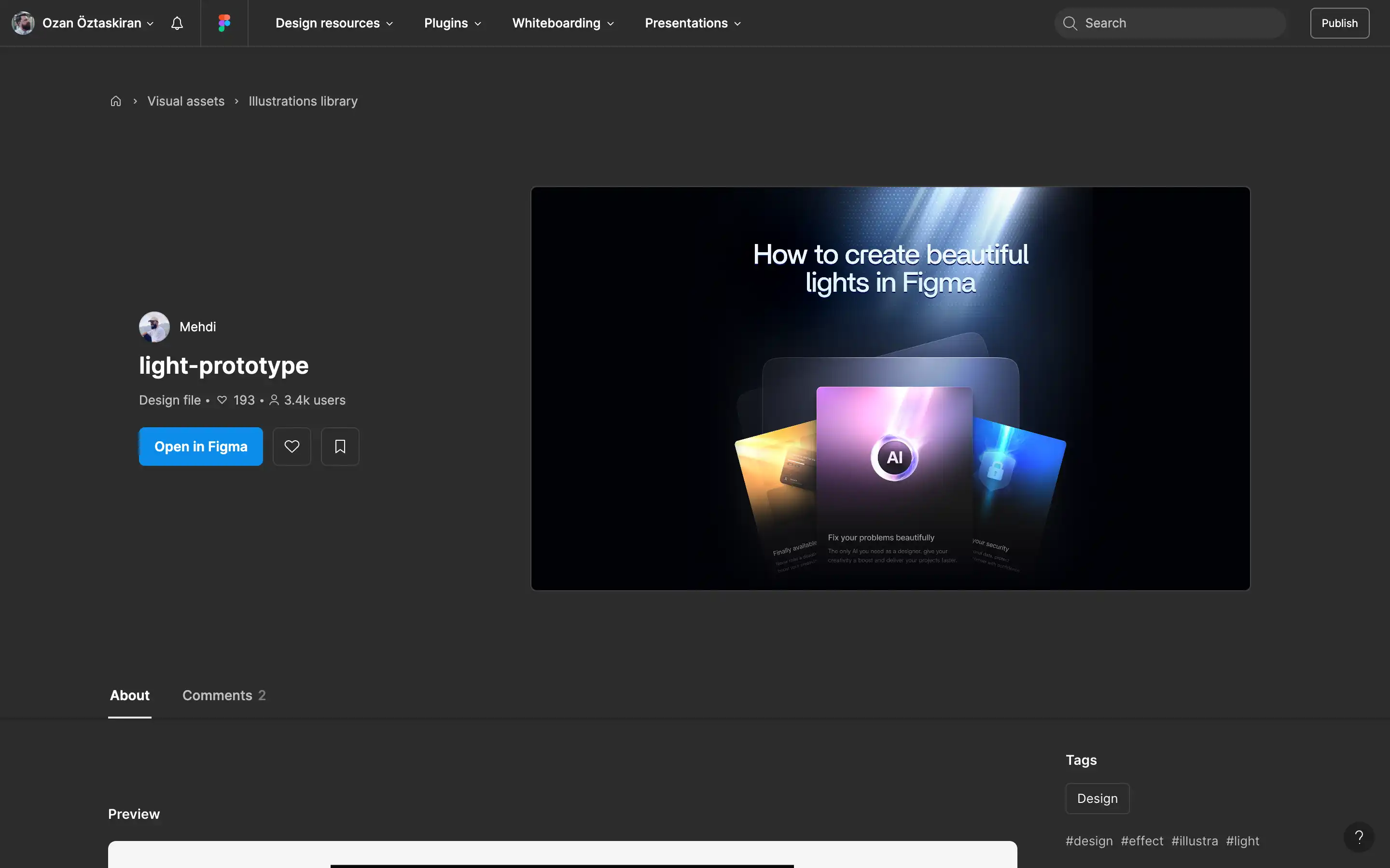 Figma tutorial on creating beautiful light effects.