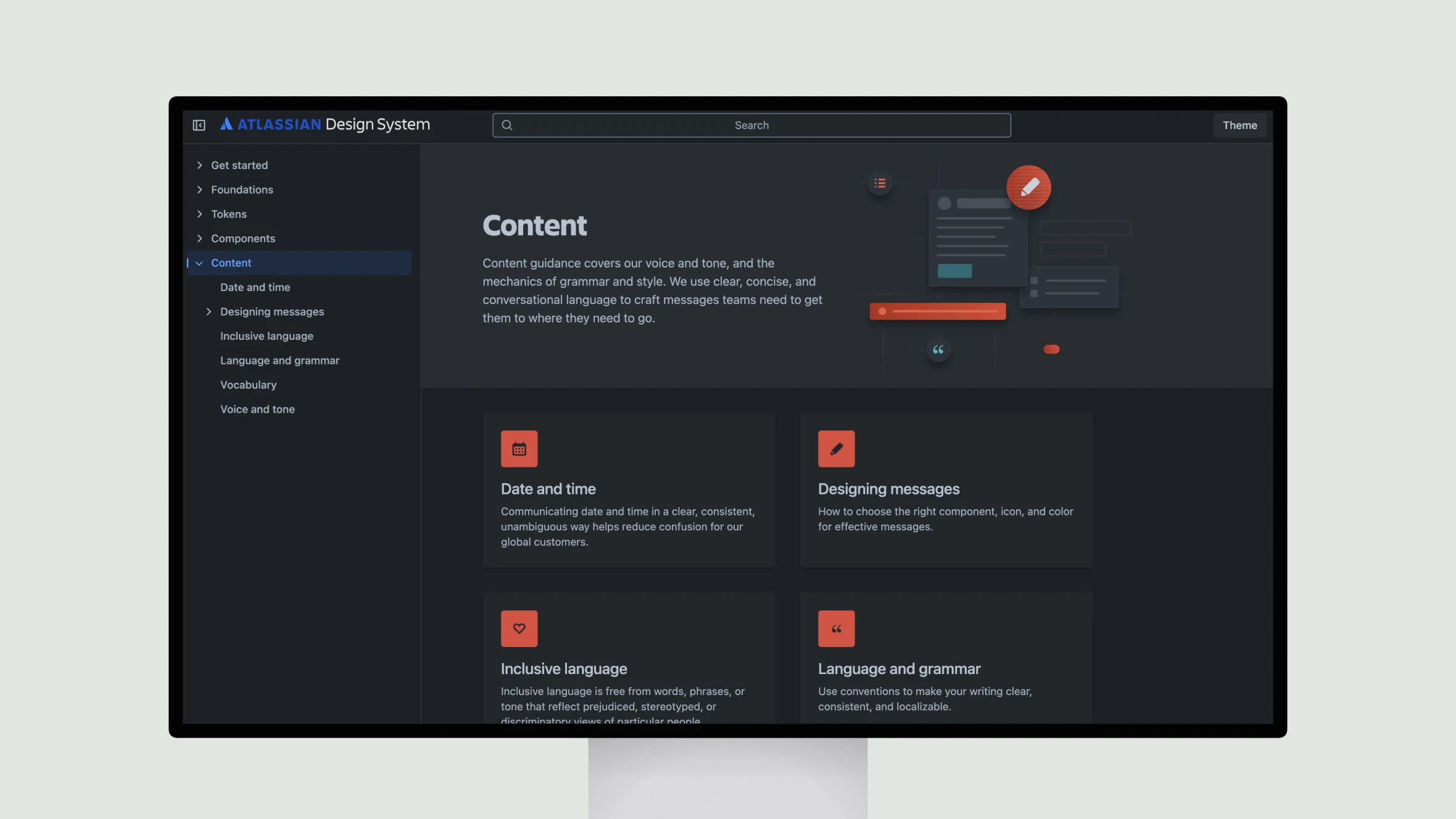 Atlassian design system content guidelines overview.