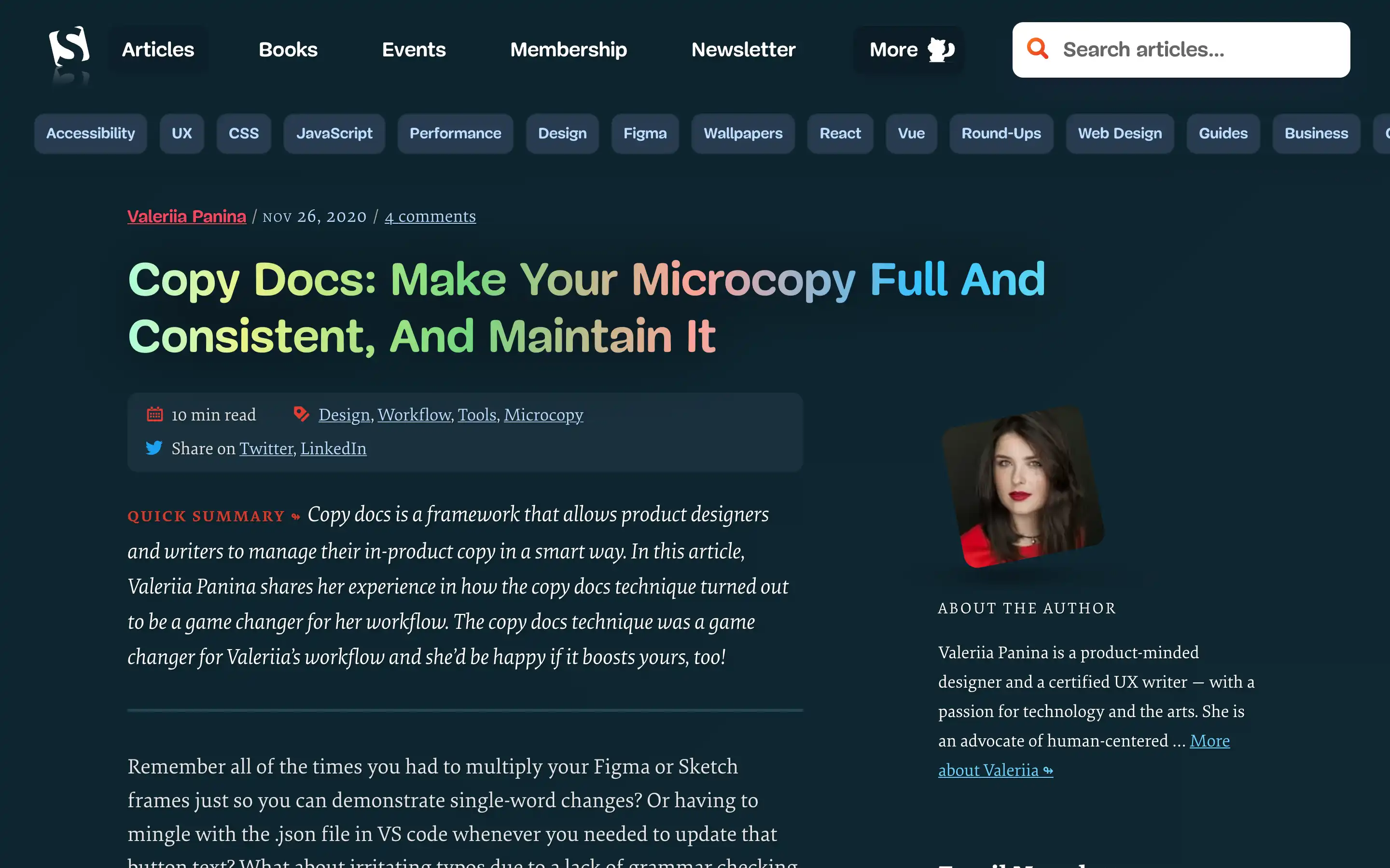 Copy Docs article on enhancing microcopy consistency