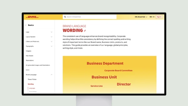 DHL Design System – Brand Language Wording