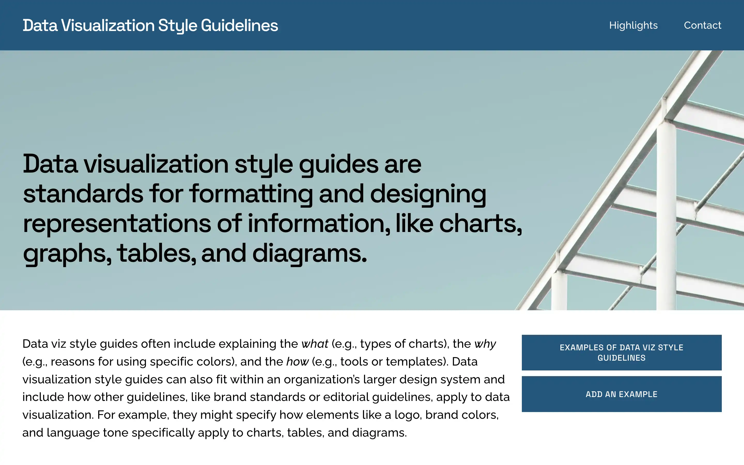 Data visualization style guide overview and guidelines.