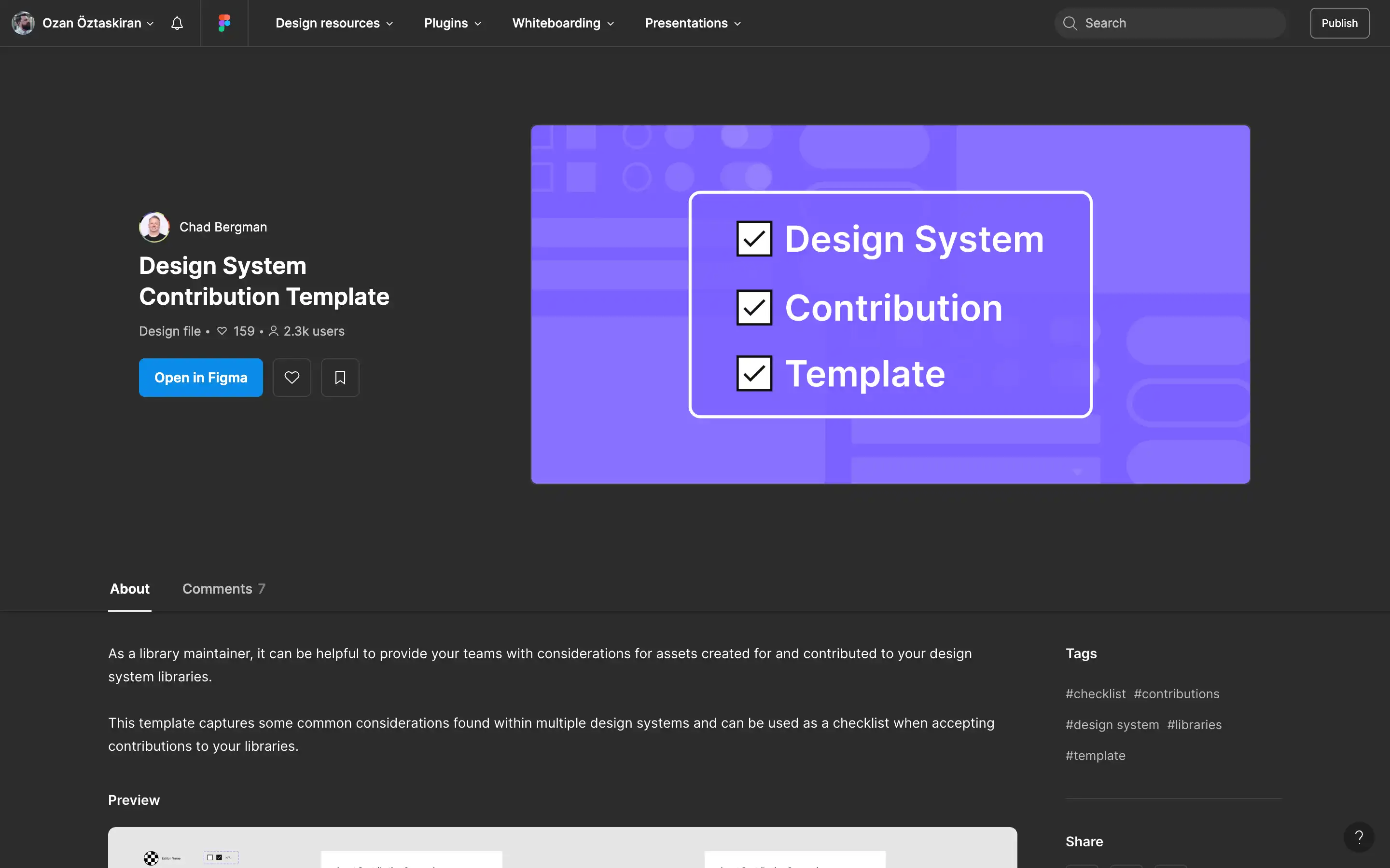 Design System Contribution Template preview.