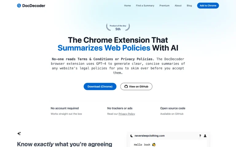DocDecoder – A Chrome Extension That Summarizes Web Policies With AI