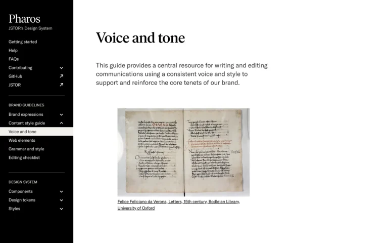 Pharos – JSTOR’s Design System – Voice and tone