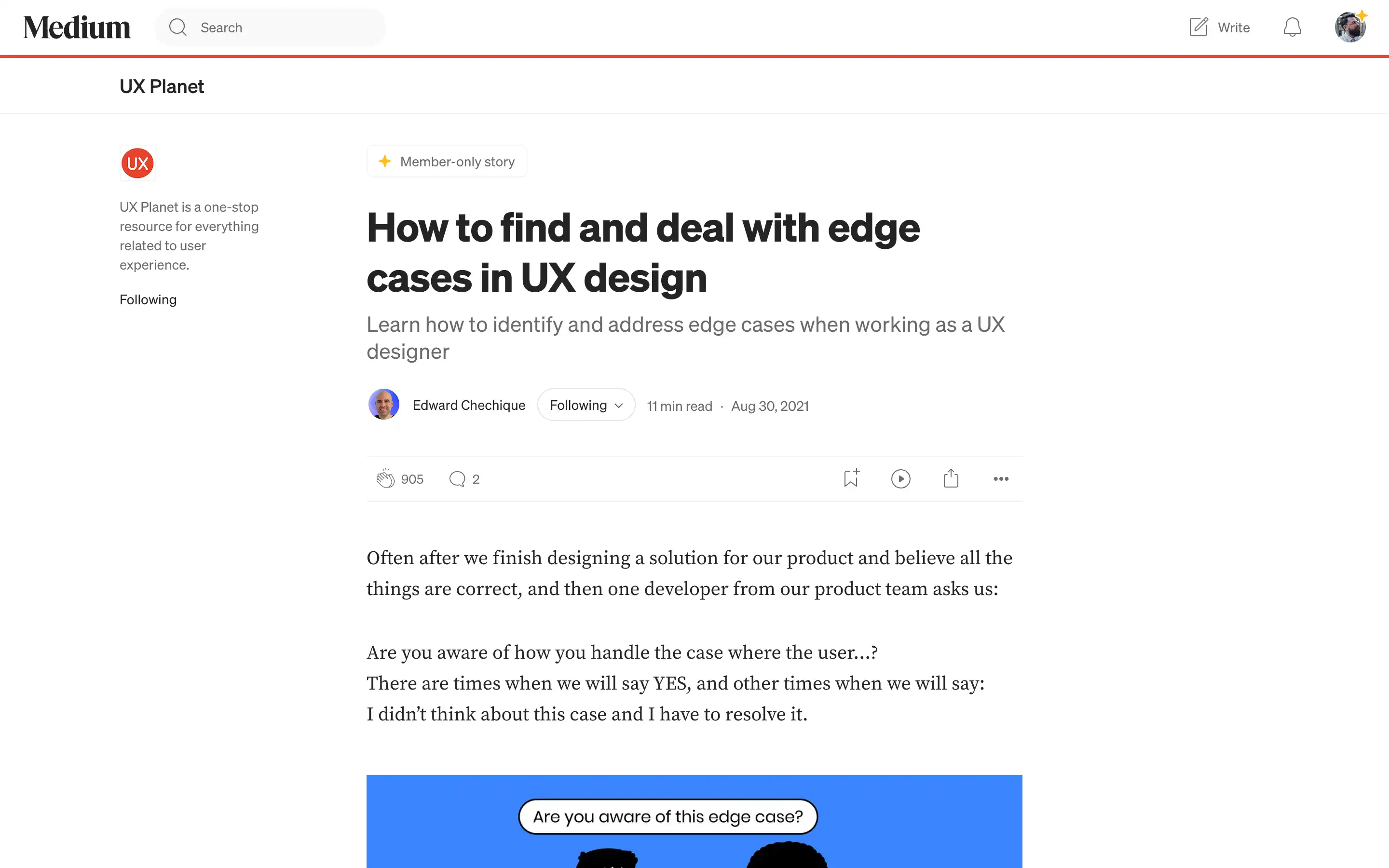 UX design article on edge cases identification