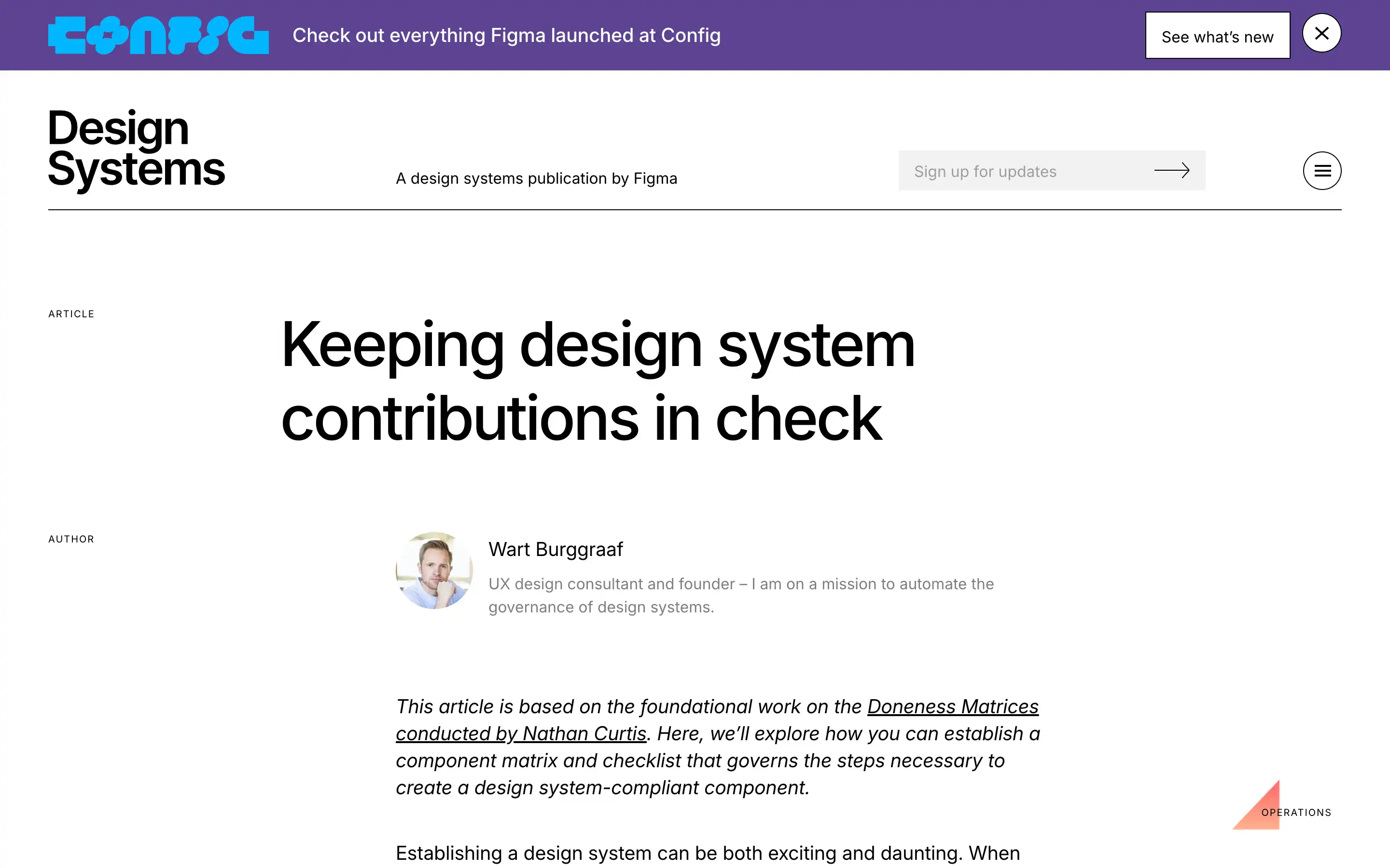 Figma article on design system governance by Wart Burggraaf.