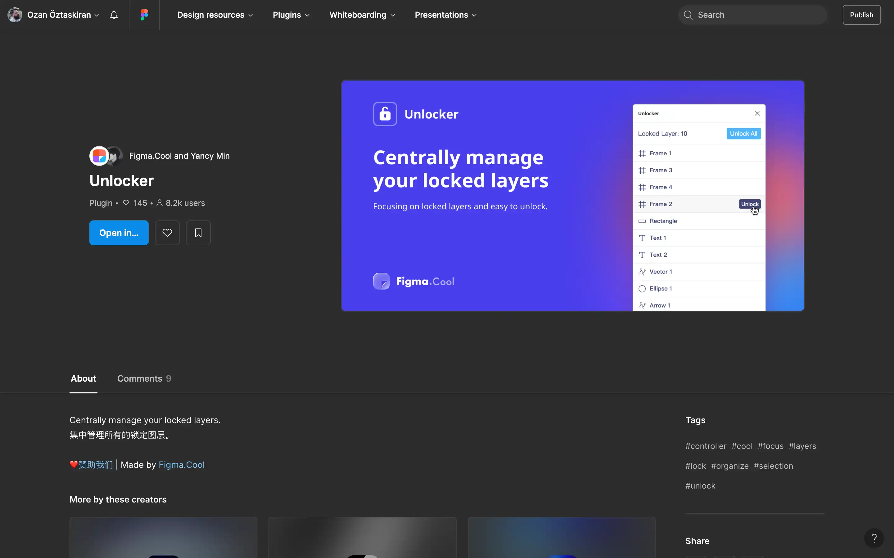 Figma Unlocker plugin for managing locked layers.