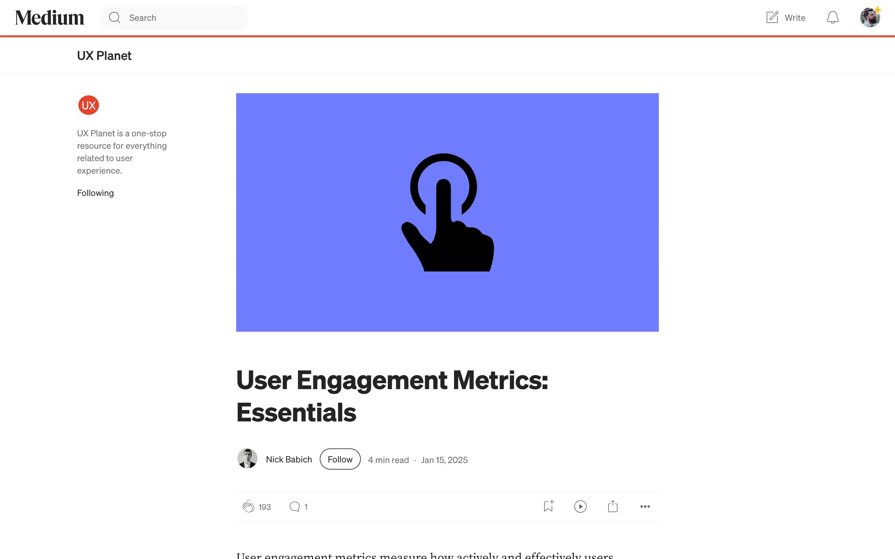 Finger tapping icon on blue background.