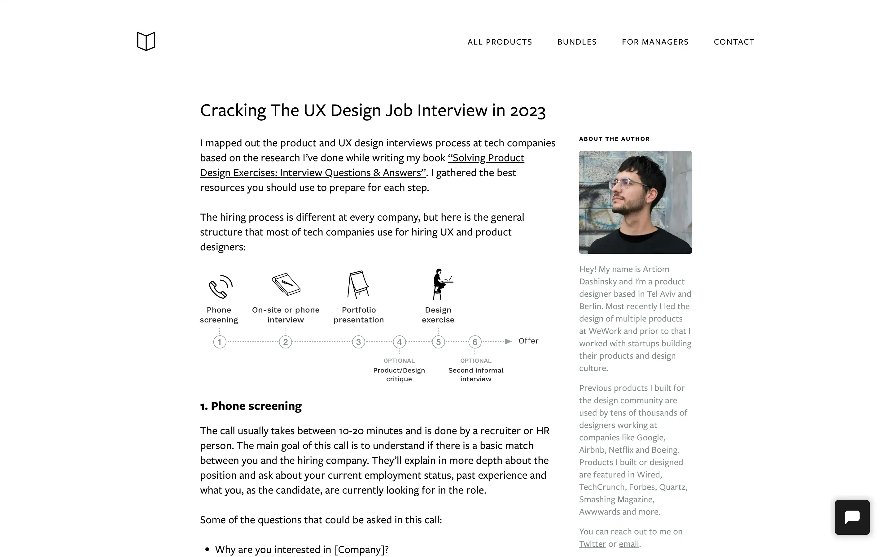 UX design job interview process steps diagram.