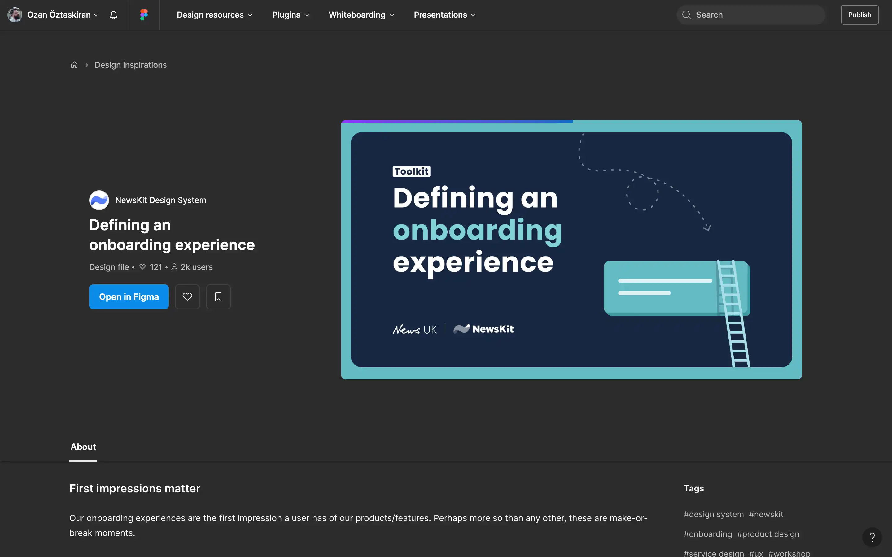 Toolkit for defining onboarding experience in design.