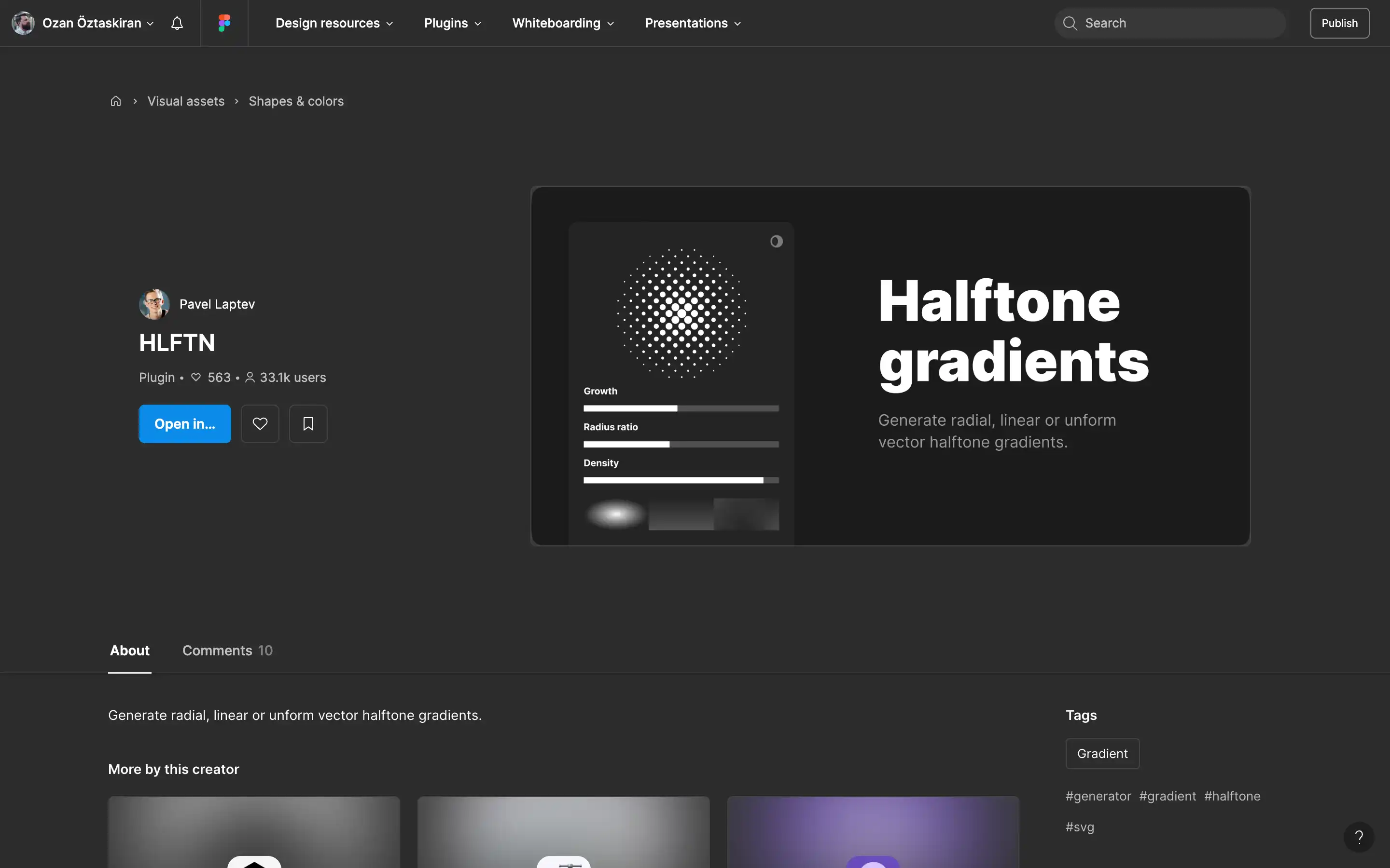 Interface for generating halftone gradients with plugin
