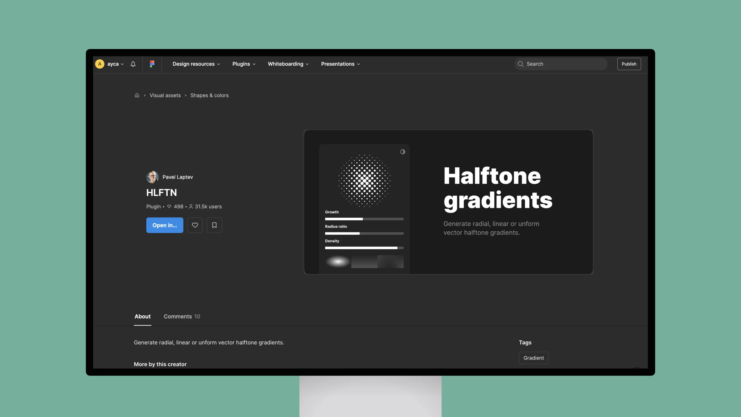 Screen displaying halftone gradients design tool.