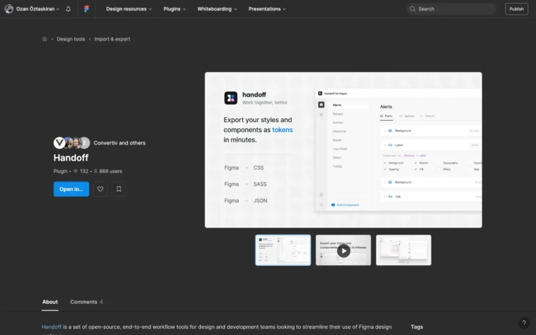 Handoff – Export your styles and components as tokens in minutes