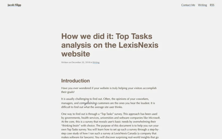 How we did it: Top Tasks analysis on the LexisNexis website