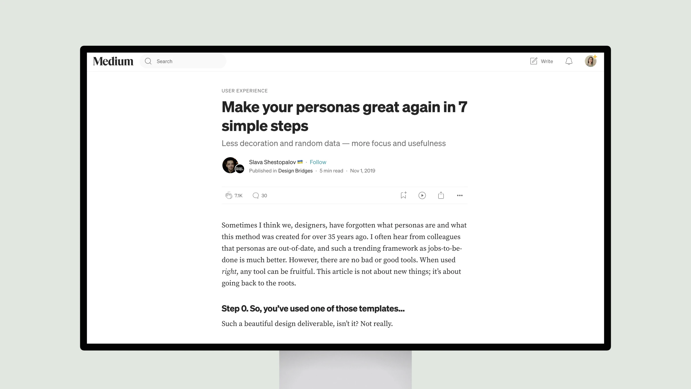 Medium article on improving user personas