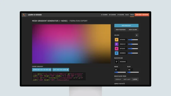 Mesh Gradient Generator (SVG Figma export) [+inspo gallery]