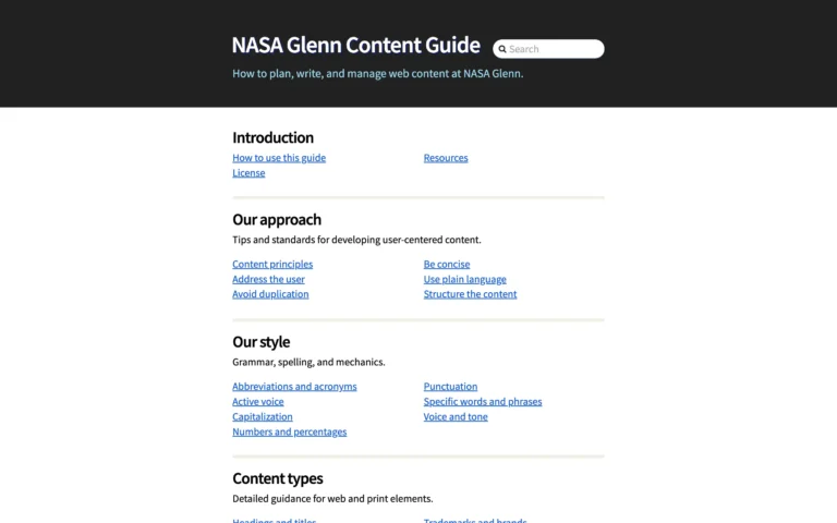 NASA Glenn Content Guide