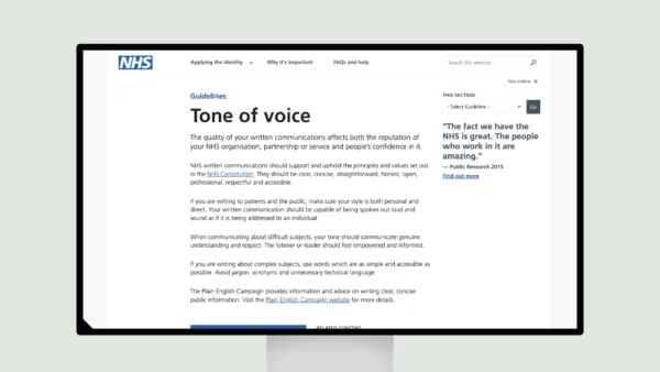 NHS Identity Guidelines – Tone of voice