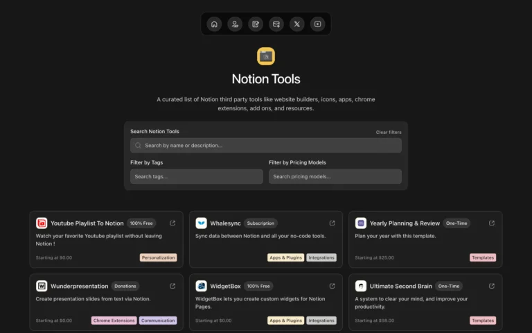 Notion Tools – A curated list of Notion Third Party Apps, Tools & Resources