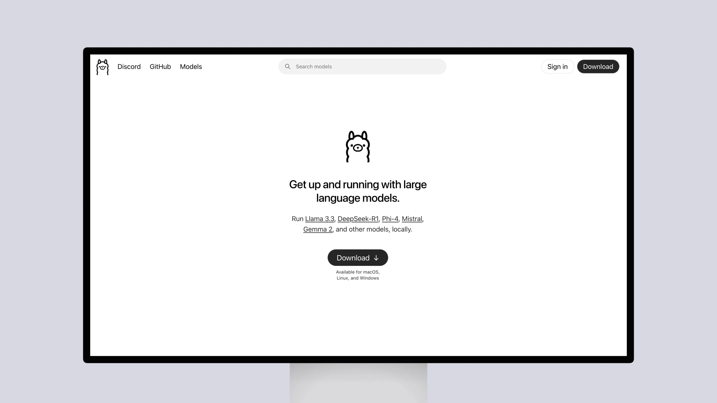 Download large language models for macOS, Linux, Windows.