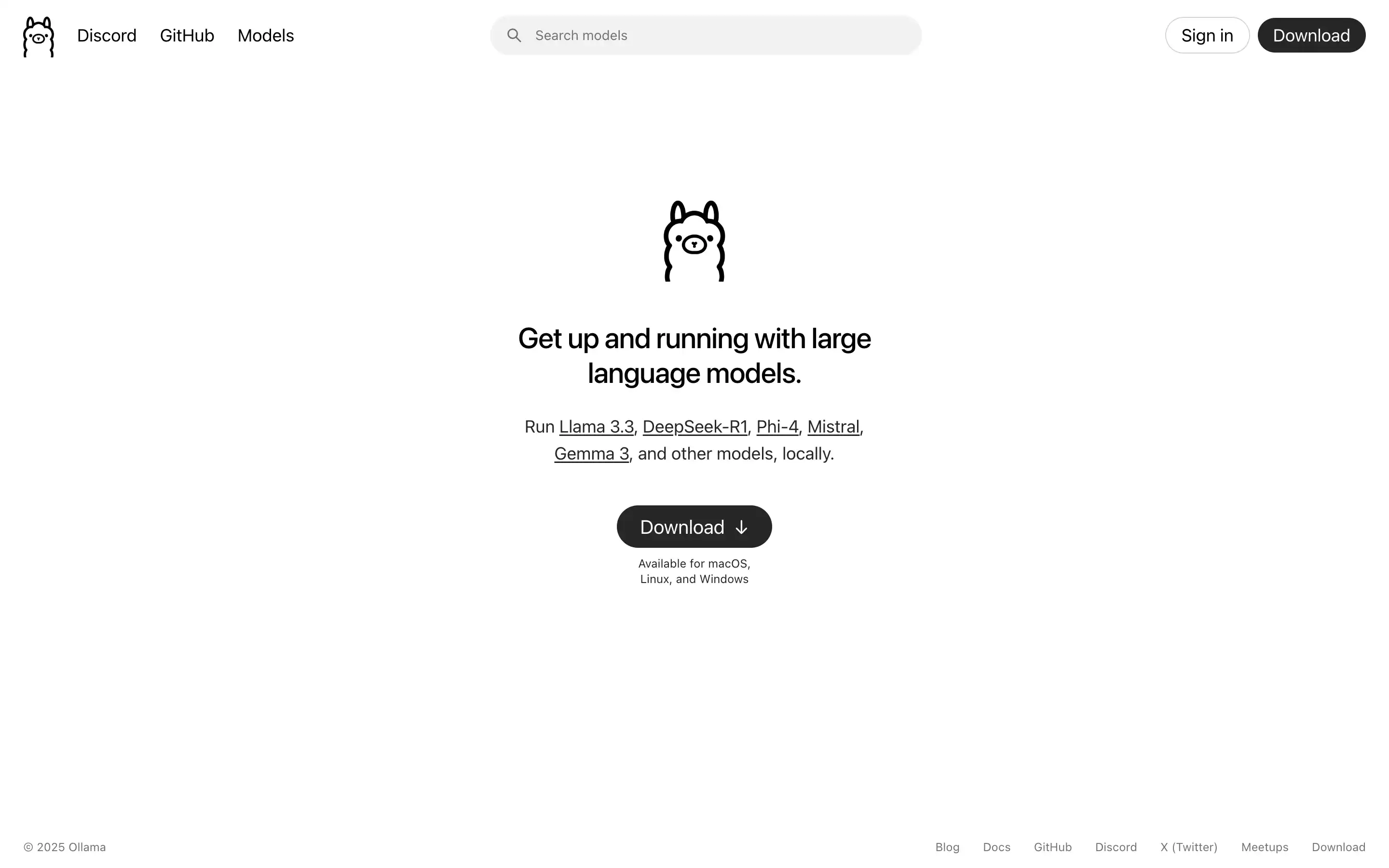 Download large language models for macOS, Linux, Windows.
