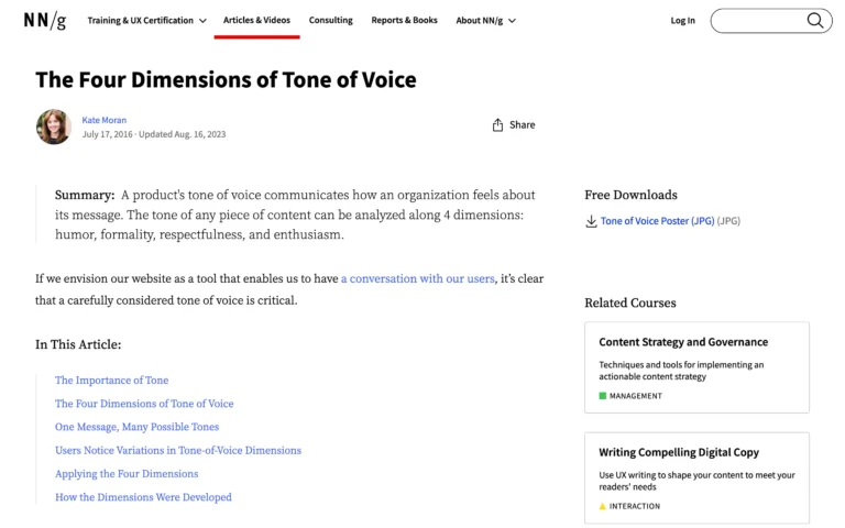 The Four Dimensions of Tone of Voice