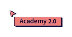 Academy 2.0 logo with pink arrow