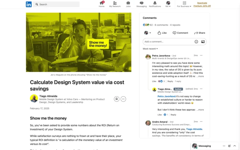 Calculate Design System value via cost savings
