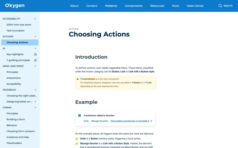 Doctolib Design System – Choosing Actions