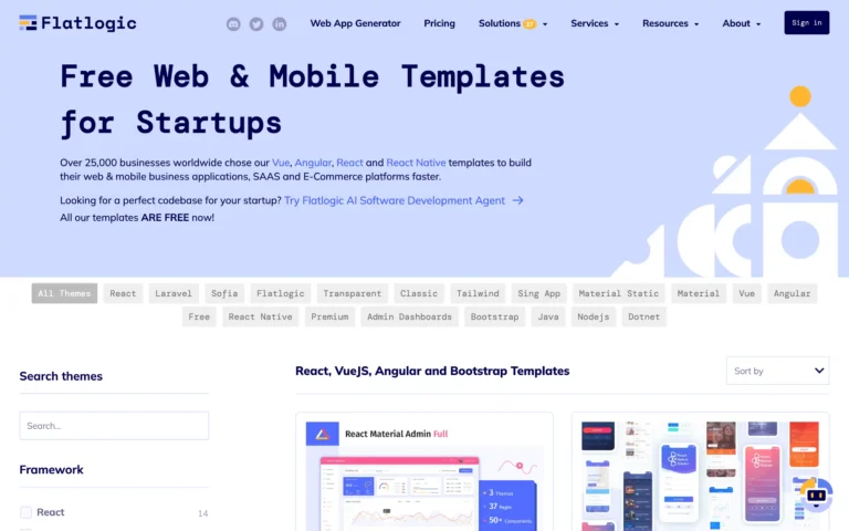 Flatlogic – Free Web & Mobile Templates for Startups
