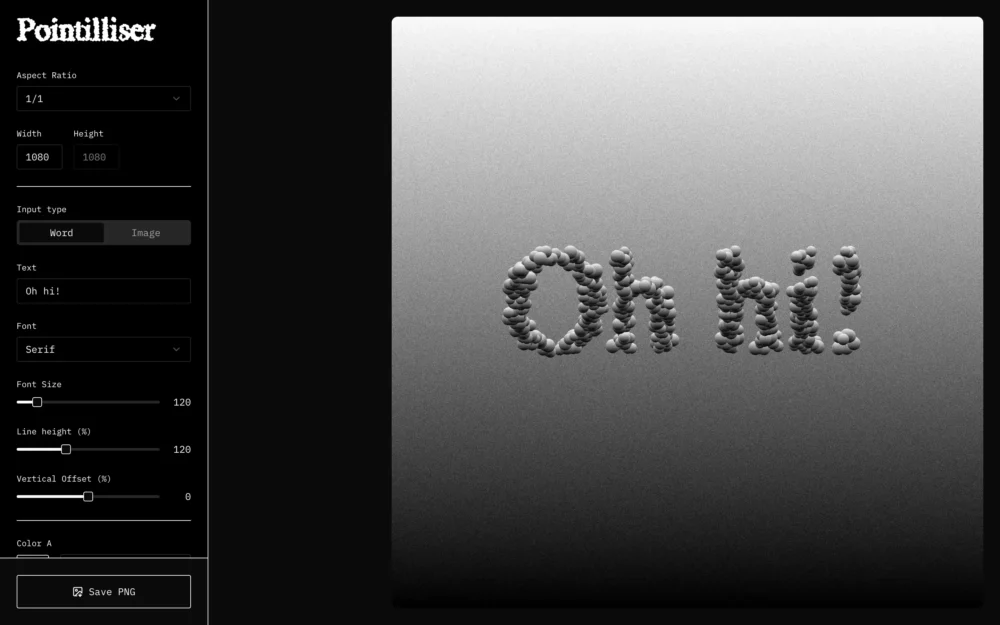 Pointilliser – convert text or images into customizable pointillist-style graphics