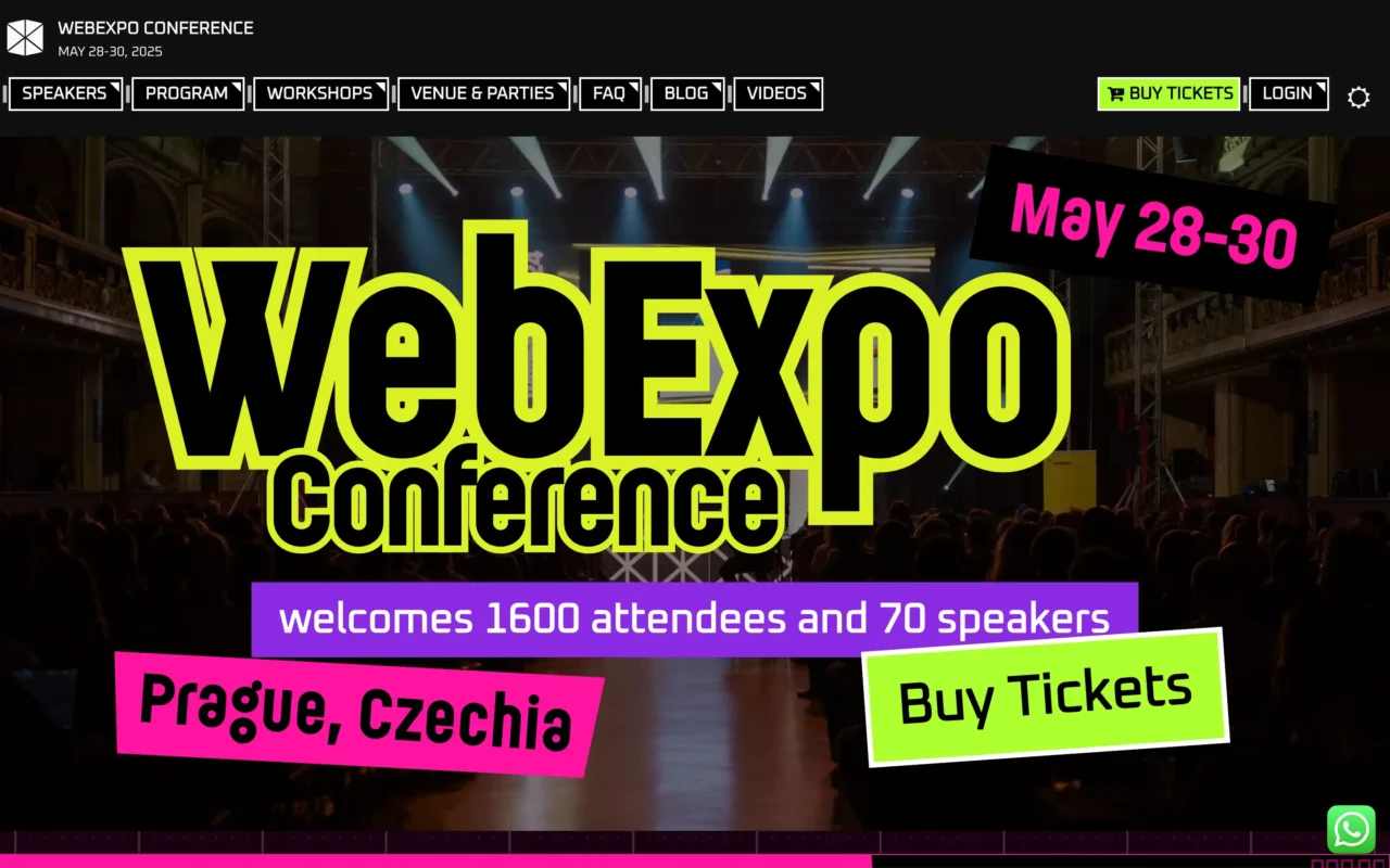 WebExpo conference May 28-30, Prague, 1600 attendees.