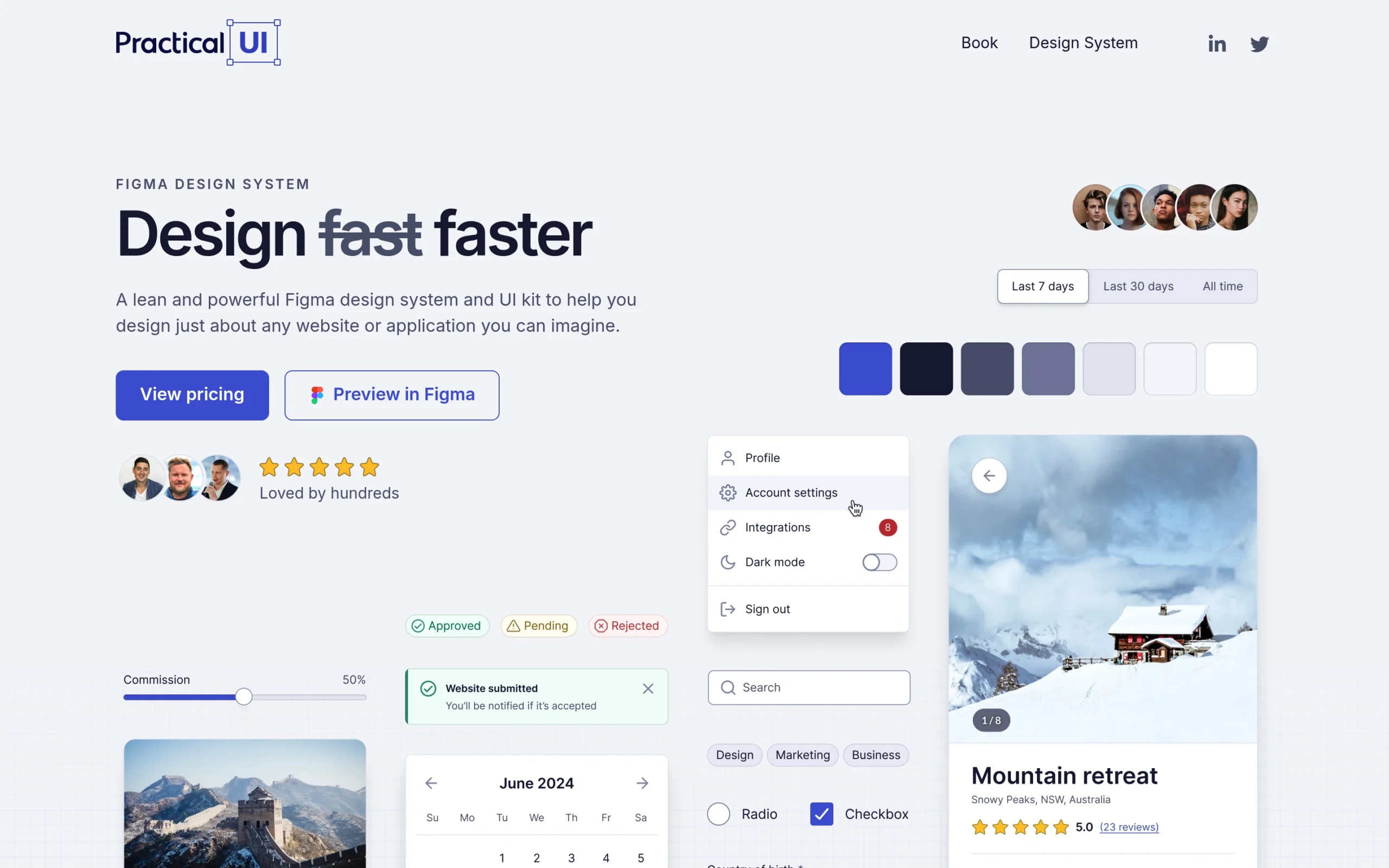 Screenshot of https://www.practical-ui.com/design-system/