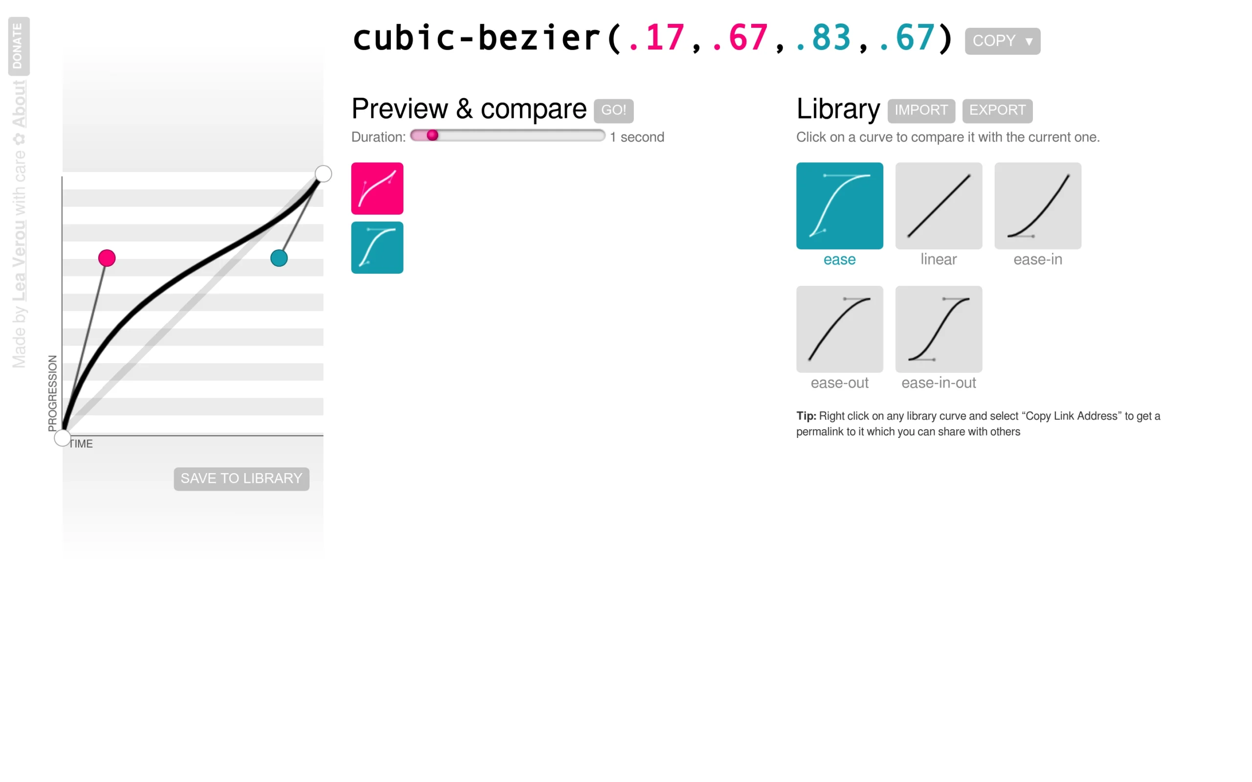 Screenshot of https://cubic-bezier.com/#.17,.67,.83,.67