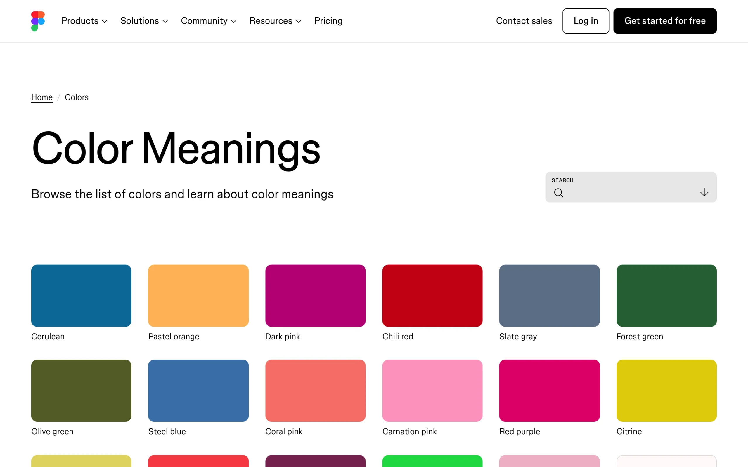 Screenshot of https://www.figma.com/colors/