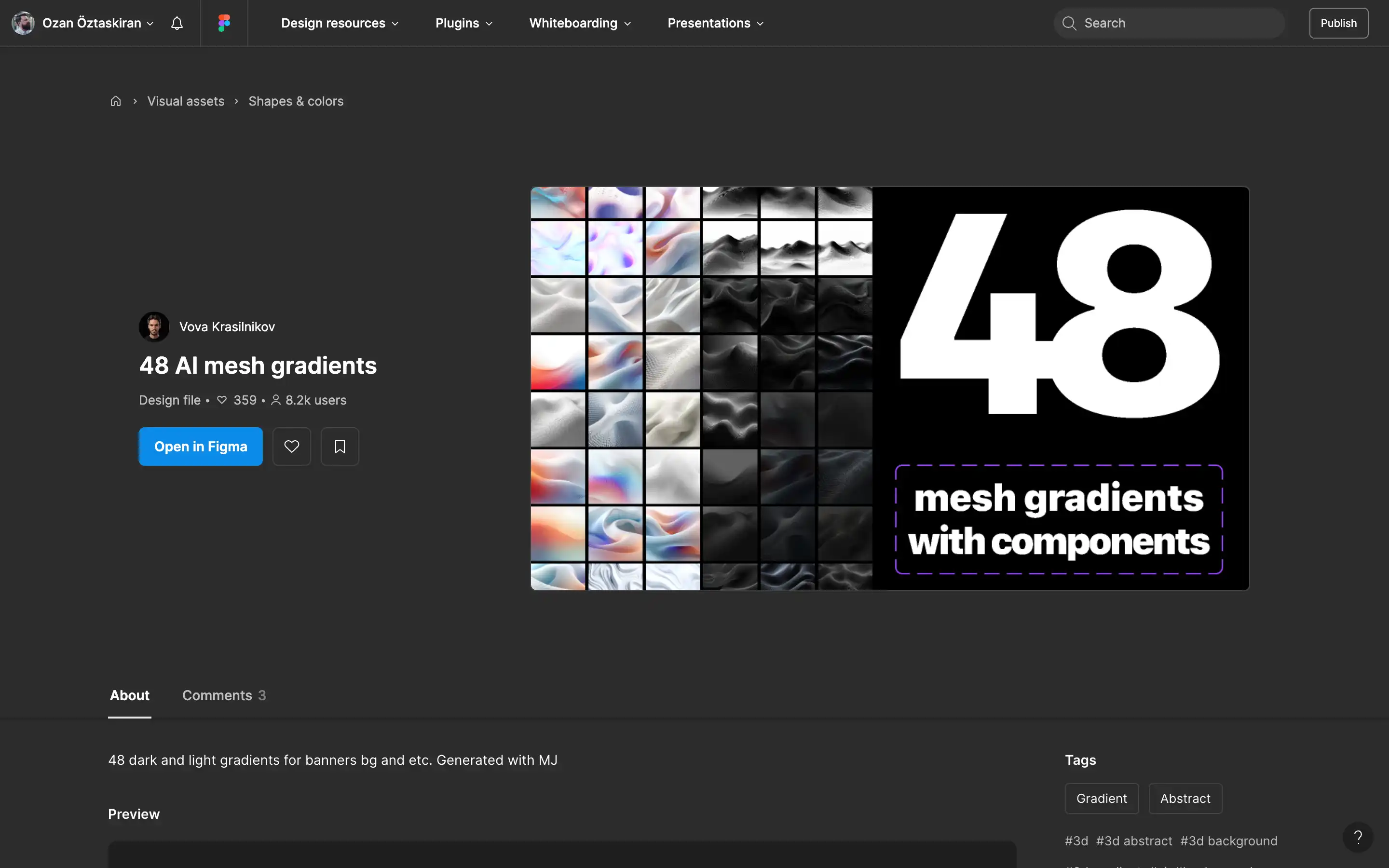 48 AI mesh gradients design preview in Figma.